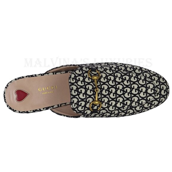 GUCCI SHOES PRINCETOWN HORSEBIT GG JACQUARD SLIPPERS LOAFER MULE sz 39 9 - Picture 9 of 16